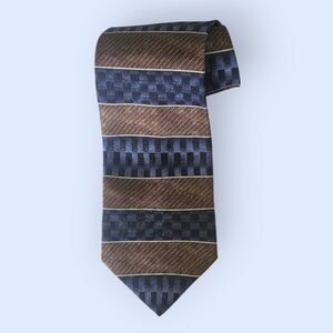Haggar New Men's Blue & Brown Striped Silk Tie